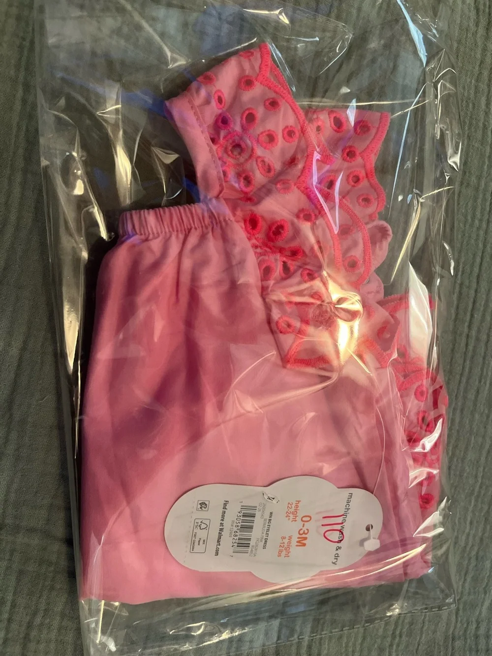 Wonder Nation Baby Girl 0-3M Pink Eyelet Ruffle Romper Dress NWT